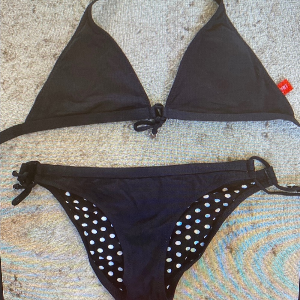 Esprit Black and White Bikini Set with Studded Details